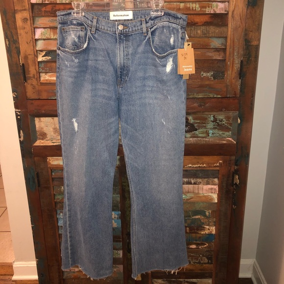 NWT Reformation Cropped Flood Jeans Olympia 31 - Picture 3 of 5